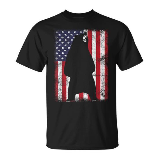 Patriotic Black Bear American Flag USA 4th of July T-Shirt