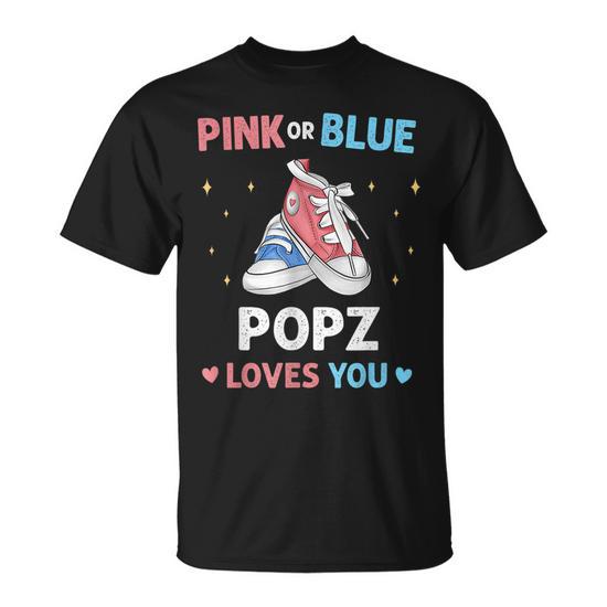 Pink or Blue Popz Loves You Cute Grandpa Baby Gender Reveal Unisex T-Shirt