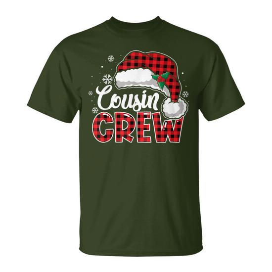 Cousin Crew Buffalo Plaid Christmas Family Xmas Pajama Santa T Shirt Seseable UK