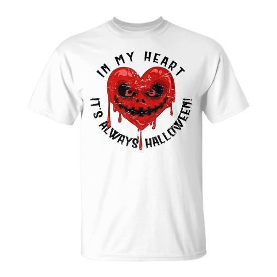 Horror Movie Halloween Lover Meme Scary Face Bleeding Heart Halloween  T-Shirt