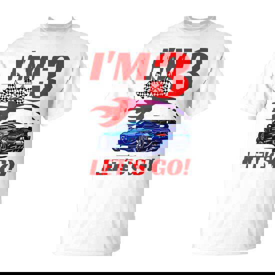Kids 3 Year Old Race Car Birthday Shirt 3rd Racing Party Gift Tee