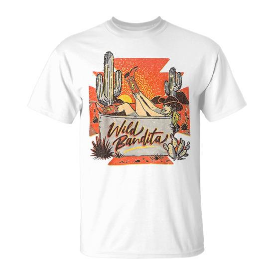Retro Desert Cactus Cowgirl Wild Bandita Western Country Unisex T-Shirt |  Mazezy