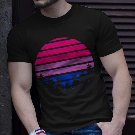 Bisexual Flag Retro Sunset Lgbt Bi Pride Gifts Unisex T-Shirt | Mazezy