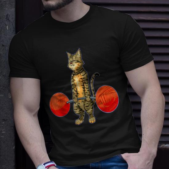 Cat weightlifting hot sale shirt