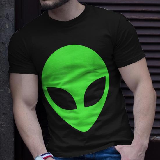 Green Alien Head Apparel 90'S Style Clothing Alien T-Shirt | Mazezy