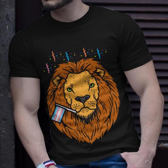 Transgender Flag Lion Lgbt Trans Pride Stuff Animal Unisex T-Shirt