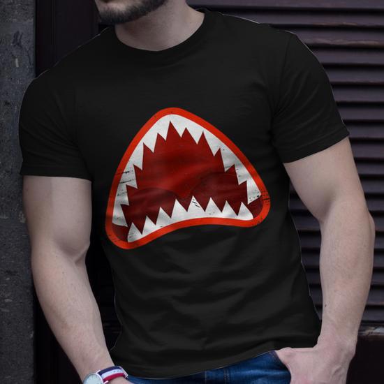 Vintage Shark With Open Mouth T-Shirt - Seseable