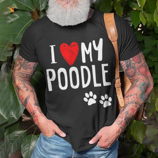 I Love My Poodle Heart Paw Dog Owner T shirt Thegiftio UK