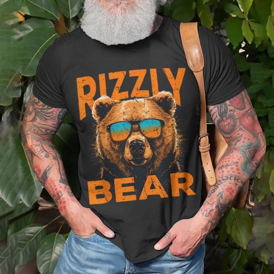 Rizzly Bear Cool Grizzly Bear Wearing Sunglasses Funny Memes Unisex T-Shirt