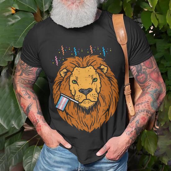 Transgender Flag Lion Lgbt Trans Pride Stuff Animal Unisex T-Shirt