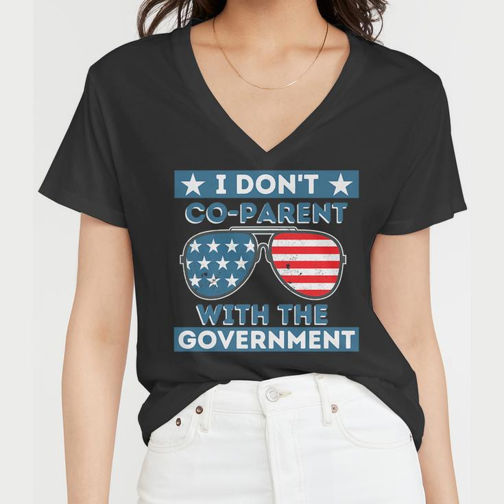 I Dont Co-Parent With The Government Crt Funny Homeschool Government Funny Gifts Women V-Neck T-Shirt
