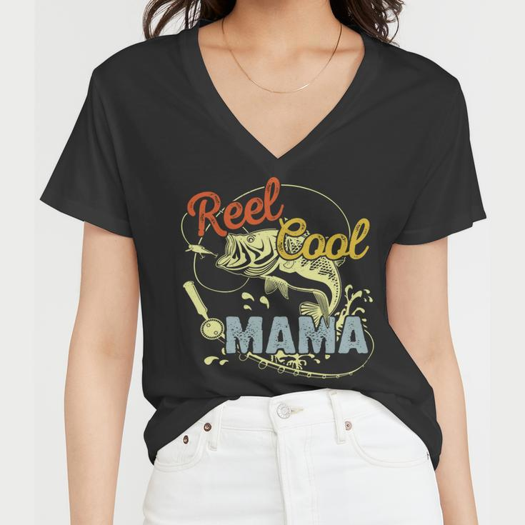 Mothers Day Funny Retro Reel Cool Mama Fishing Lover Gift For Women Women V-Neck T-Shirt