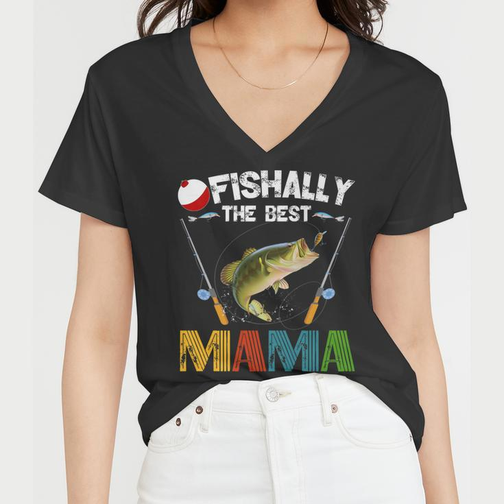 Ofishally The Best Mama Fishing Rod Mommy Funny Mothers Day Gift For Women Women V-Neck T-Shirt