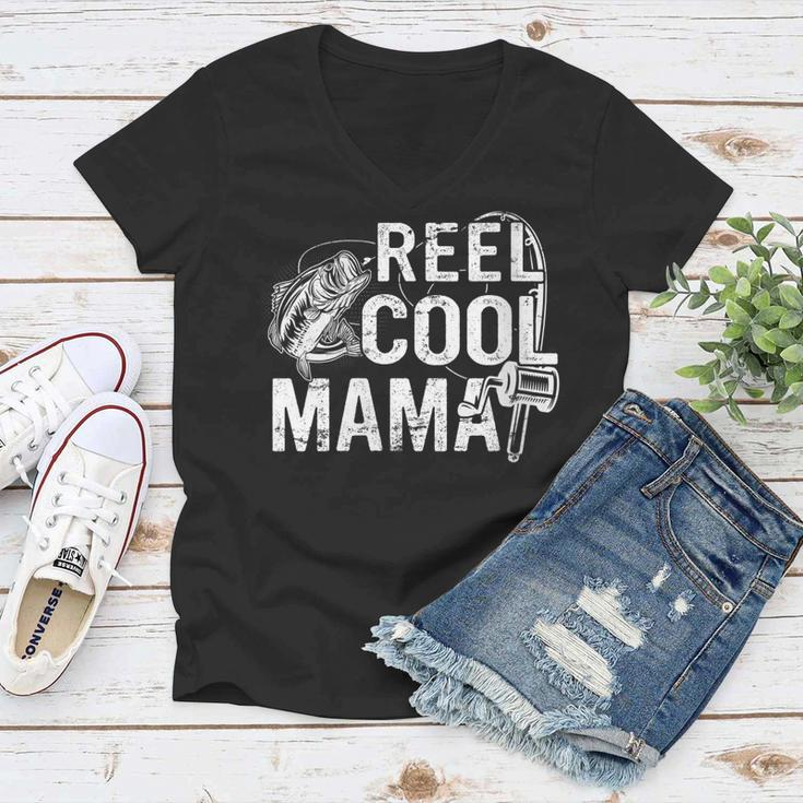 Distressed Reel Cool Mama Fishing Mothers Day Gift For Womens Gift For Women Women V-Neck T-Shirt