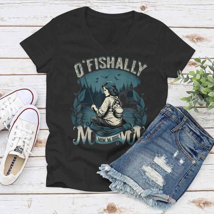 Funny Ofishally The Best Mama Fishing Rod Mommy Mothers Day Gift For Women Women V-Neck T-Shirt