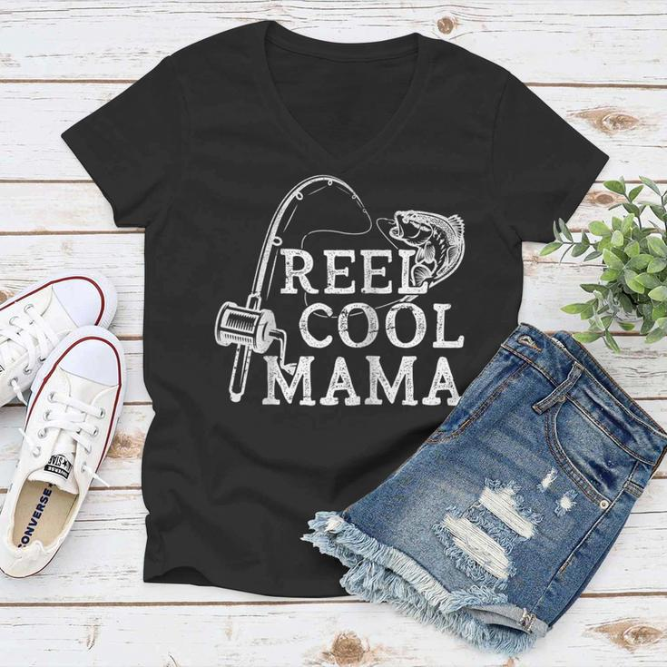 Retro Reel Cool Mama Fishing Fisher Mothers Day Gift For Women Women V-Neck T-Shirt