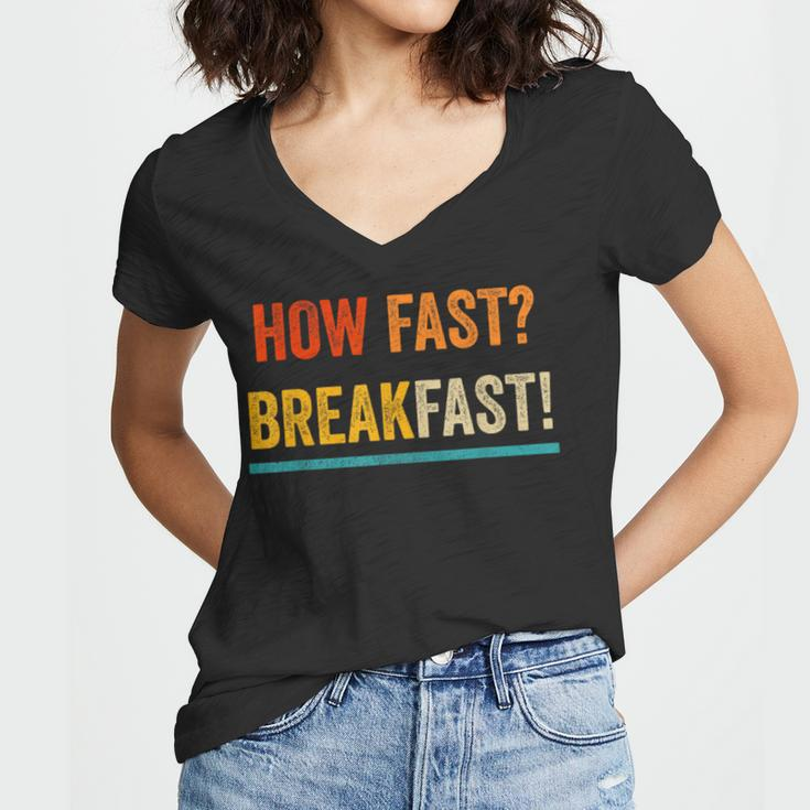 Funny Breakfast How Fast Food Pun Cereals Food Women V-Neck T-Shirt