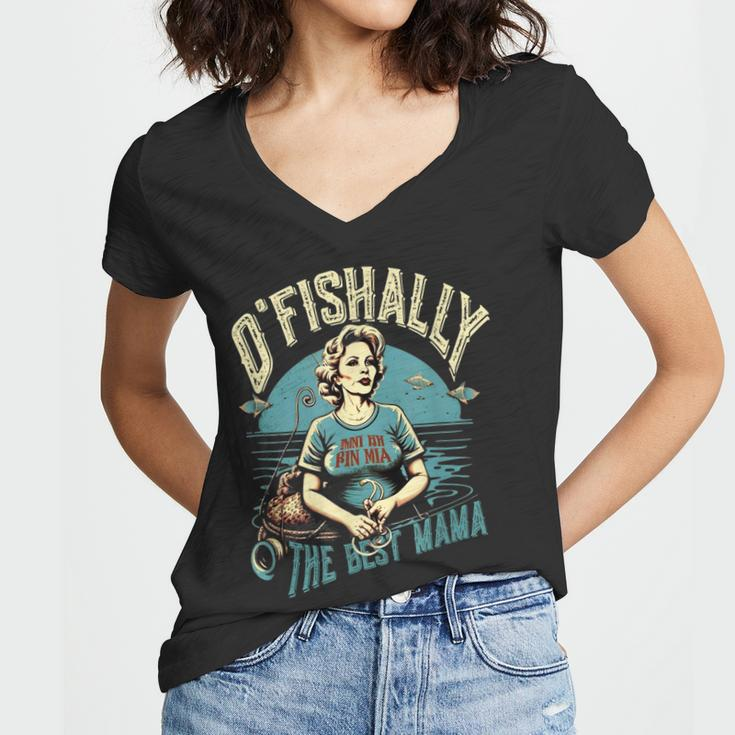 Funny Ofishally The Best Mama Fishing Mommy Mothers Day Gift For Women Women V-Neck T-Shirt