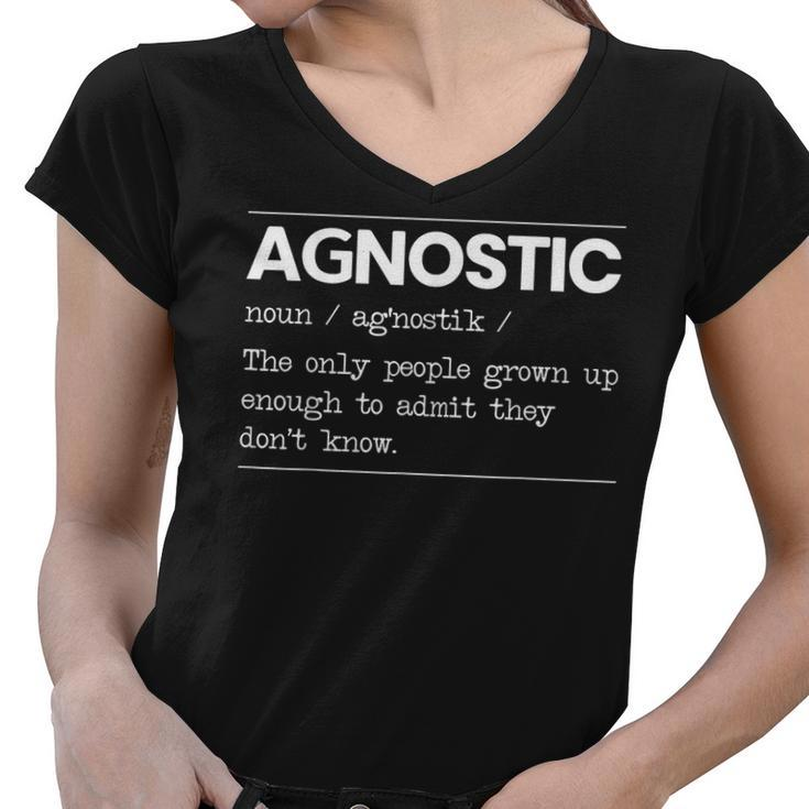 Agnostic Definition Anti-Religion Agnosticism Atheist  Definition Funny Gifts Women V-Neck T-Shirt