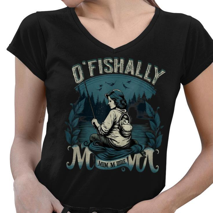 Funny Ofishally The Best Mama Fishing Rod Mommy Mothers Day  Gift For Women Women V-Neck T-Shirt