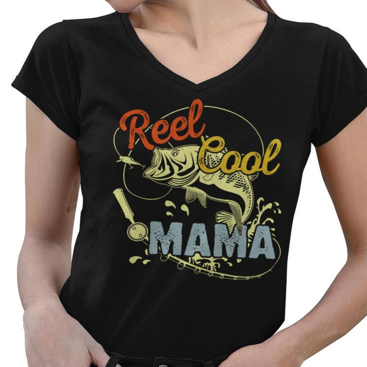 Mothers Day Funny Retro Reel Cool Mama Fishing Lover   Gift For Women Women V-Neck T-Shirt