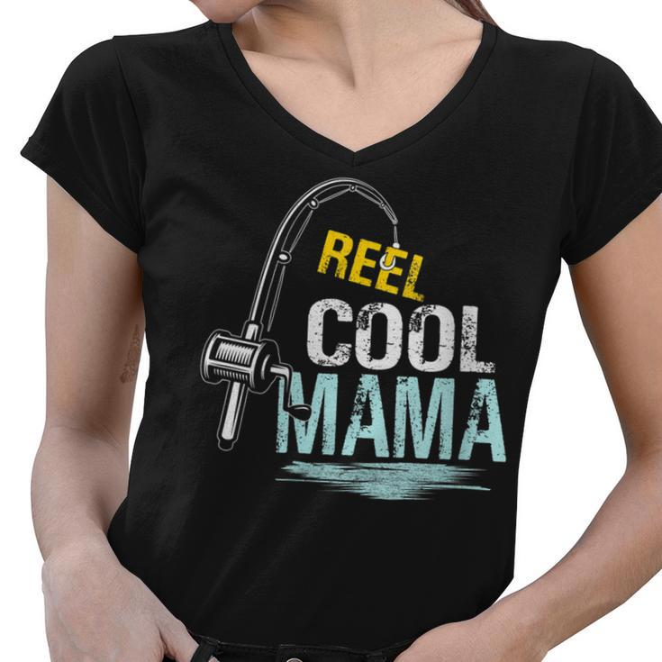 Reel Cool Mama Fishing Fisherman Funny Retro  Gift For Womens Gift For Women Women V-Neck T-Shirt