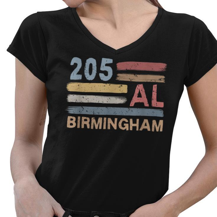 Retro Birmingham Area Code 205 Residents State Alabama  Women V-Neck T-Shirt