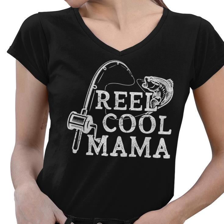 Retro Reel Cool Mama Fishing Fisher Mothers Day   Gift For Women Women V-Neck T-Shirt