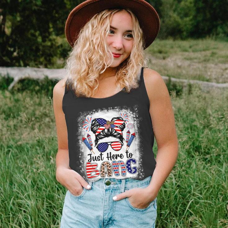 4Th Of July Fireworks Just Here To Bang Messy Bun Sunglasses Unisex Tank Top