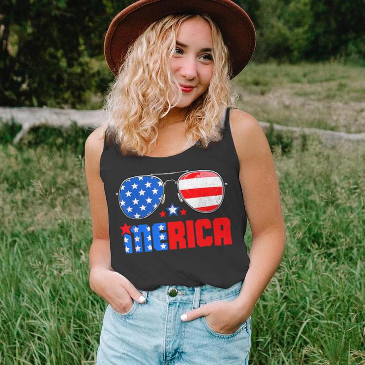 4Th Of July Shirt Merica Sunglasses All America Usa Flag Unisex Tank Top