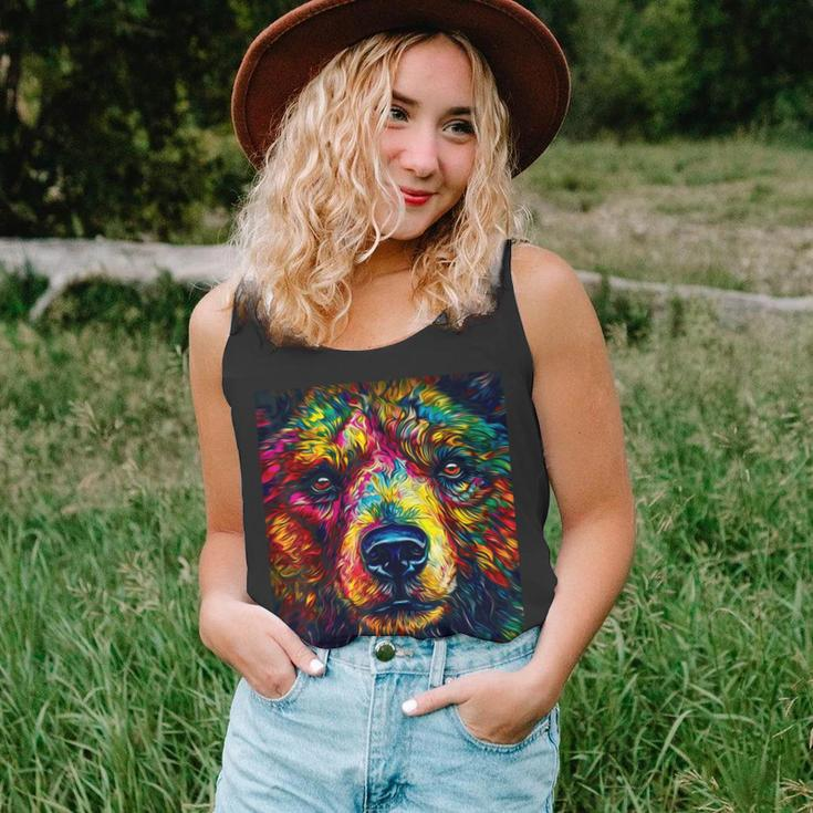 Colorful Grizzly Bear Closeup Unisex Tank Top