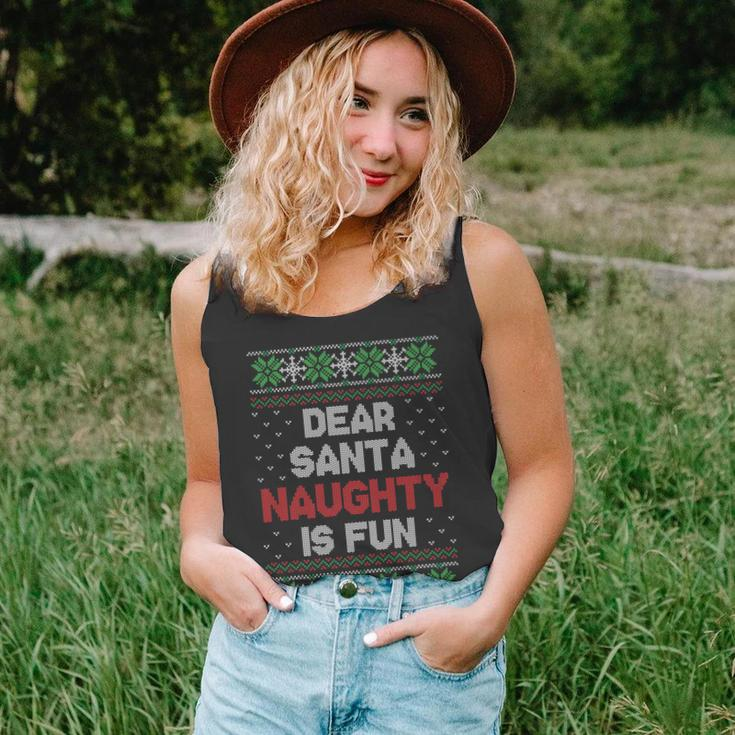 Dear Santa Naughty Is Fun Ugly Christmas Sweater Tank Top