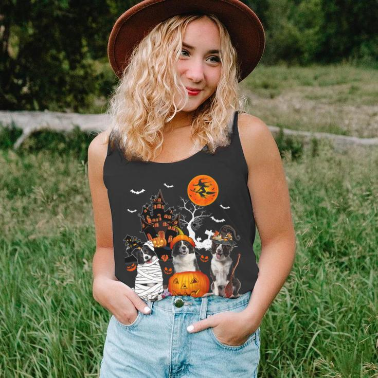 Dog Border Collie Three Border Collies Halloween Mummy Scary Witch Lover Owner Unisex Tank Top