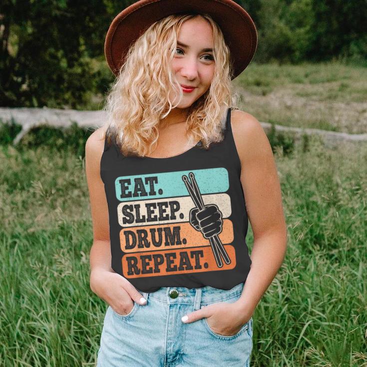 Eat Sleep Drum Repeat Funny Drummer Drumming Lover Retro Unisex Tank Top