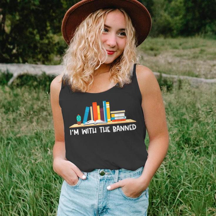 Funny Books Lovers Im With The Books Bookshelf Hilarious Unisex Tank Top