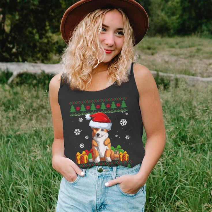 Dog Lover Welsh Corgi Santa Hat Ugly Christmas Sweater Tank Top