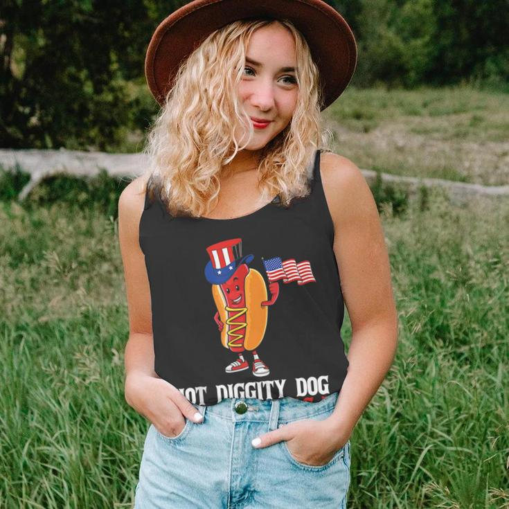 Funny Hot Diggity Dog I Love Usa American Flag 4Th Of July Unisex Tank Top