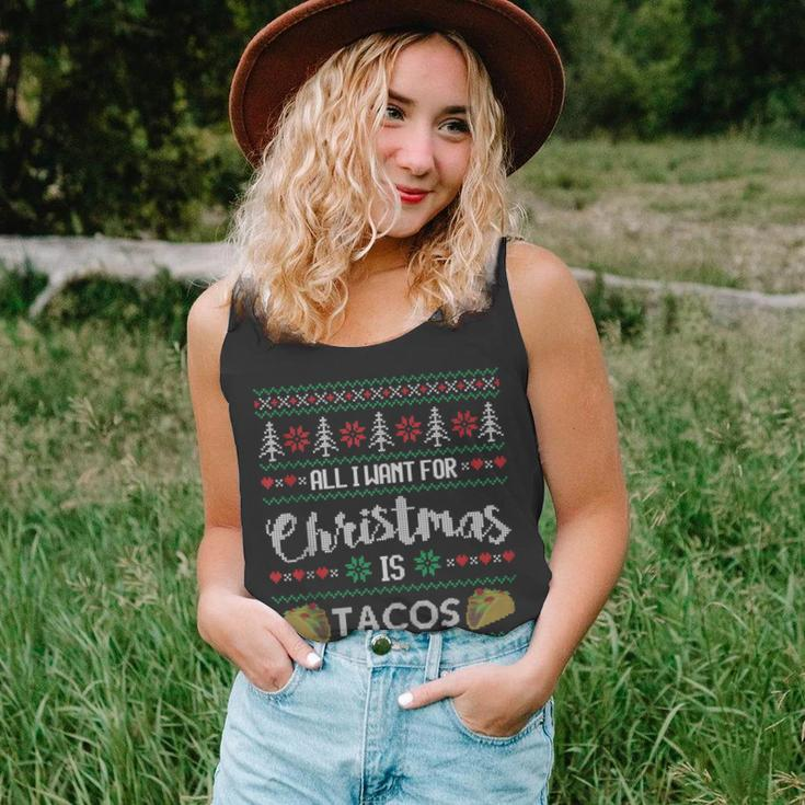 Ugly Christmas Sweater All I Want Is Tacos Tank Top