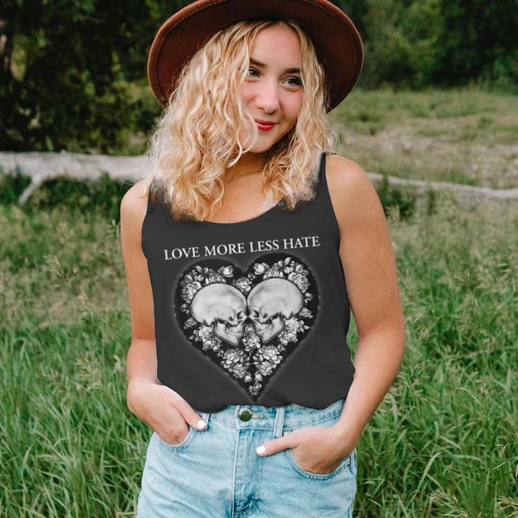 Love More Less Hate Skull Printed Cute Graphic Unisex Tank Top