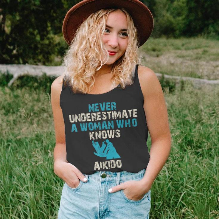 Never Underestimate A Woman Who Knows Aikido Quote Funny Unisex Tank Top