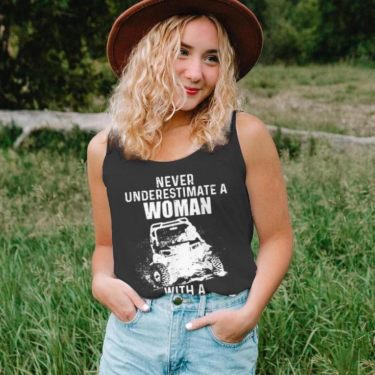 Never Underestimate A Woman With A Side By Side Unisex Tank Top