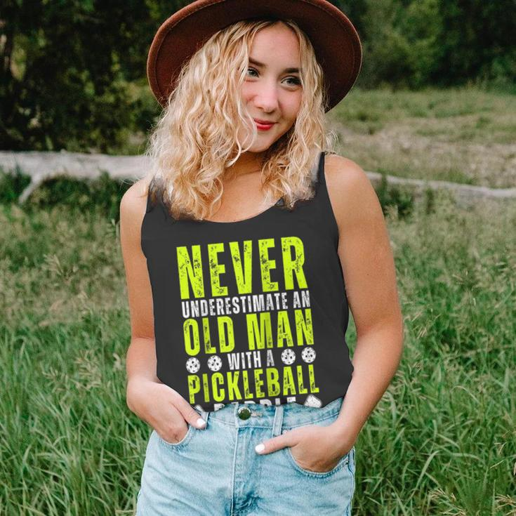 Never Underestimate An Old Man With Pickleball Paddle Funny Unisex Tank Top