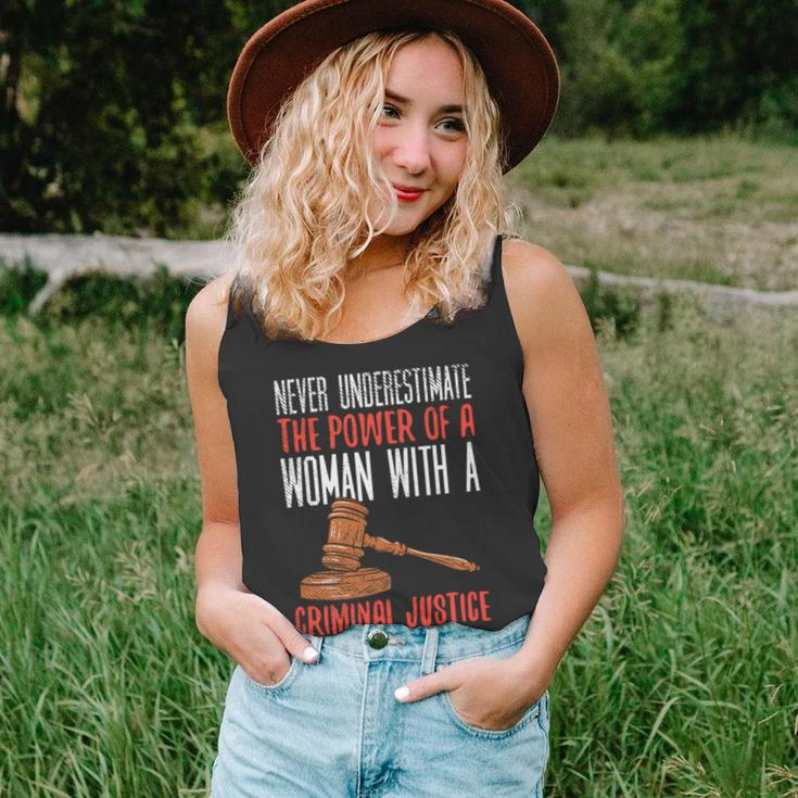 Never Underestimate The Power Of A Woman With A Criminal Unisex Tank Top
