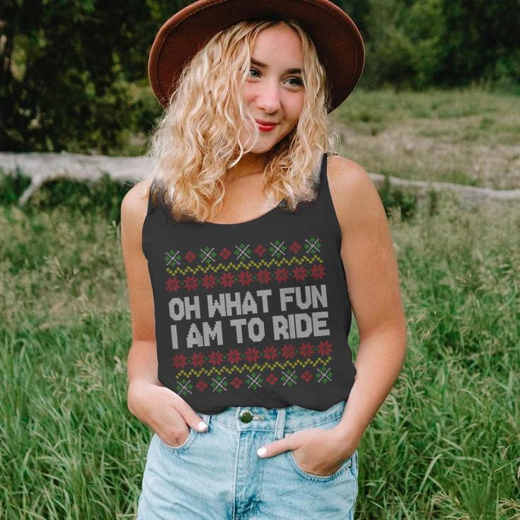 Oh What Fun I Am To Ride Ugly Christmas Sweater Pattern Tank Top