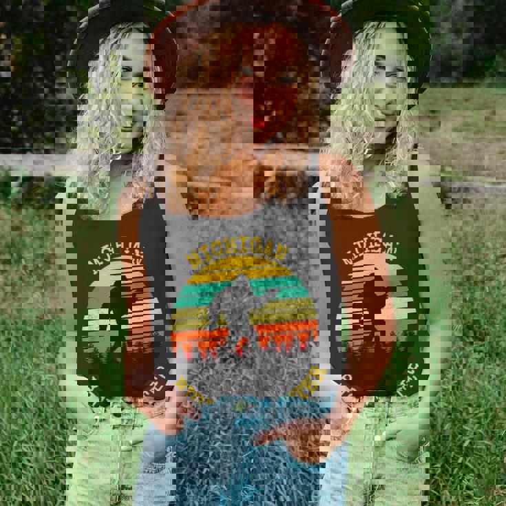 Sunset Bigfoot Big Foot In Forest Michigan Bigfoot Hunter Unisex Tank Top
