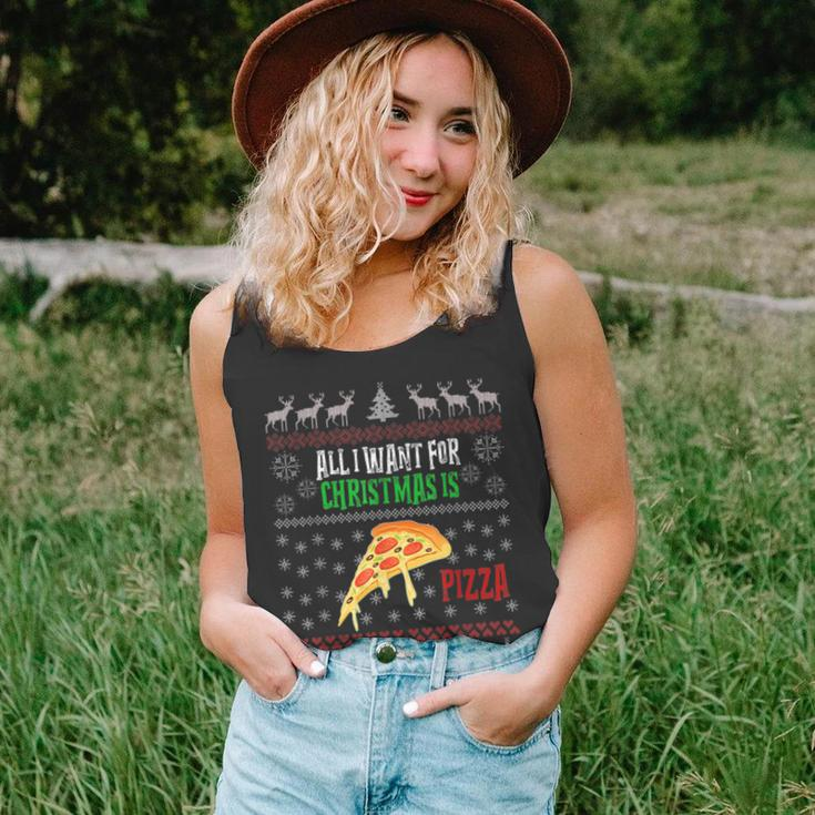 All I Want For Christmas Is Pizza Ugly Christmas Sweaters Tank Top