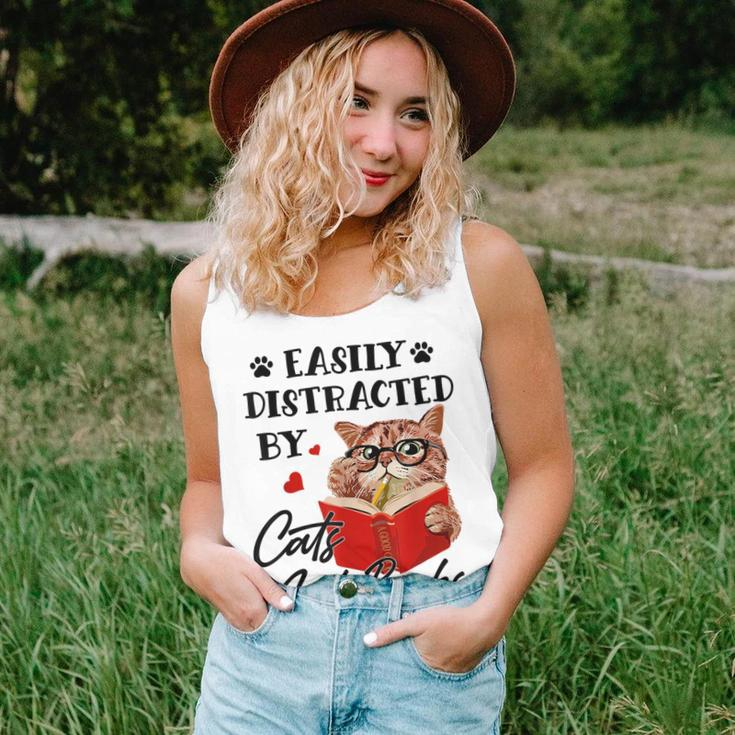 Easily Distracted By Cats And Books Cat Lover For Cat Lover Tank Top