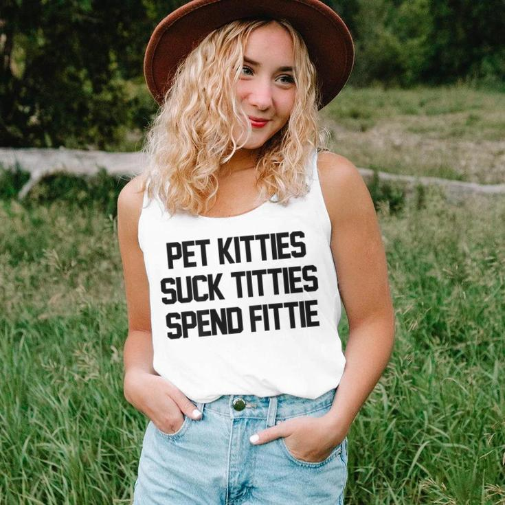 Pet Kitties Suck Titties Spend Fittie On Back Funny Biker Unisex Tank Top