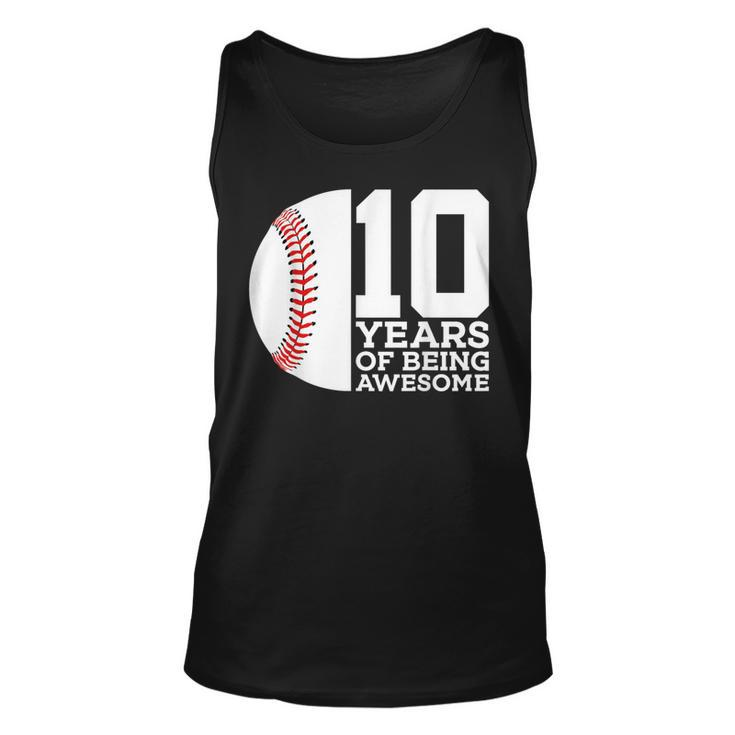 10 Years Of Being Awesome 10Th Birthday Baseball Tank Top