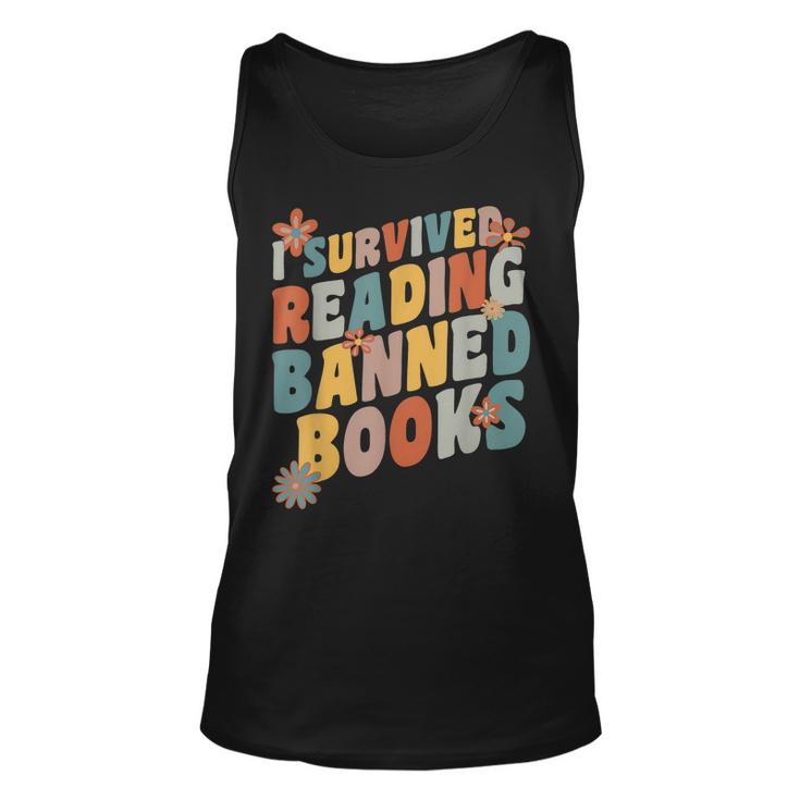 Vintage Book Lover I Survived Reading Banned Books Unisex Tank Top